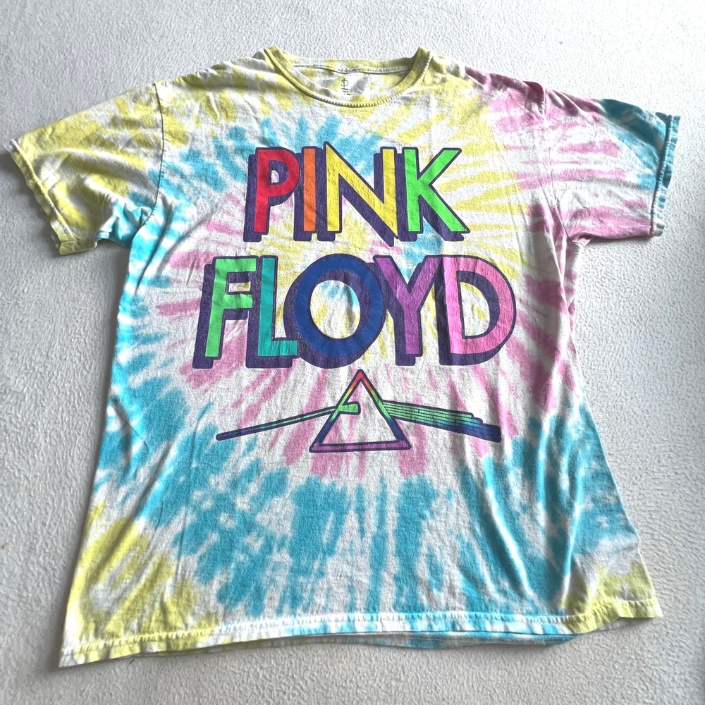 Pink Floyd Tie Dye T Shirt Large Band Tee Graphic Classic Rock Music Colorful‎